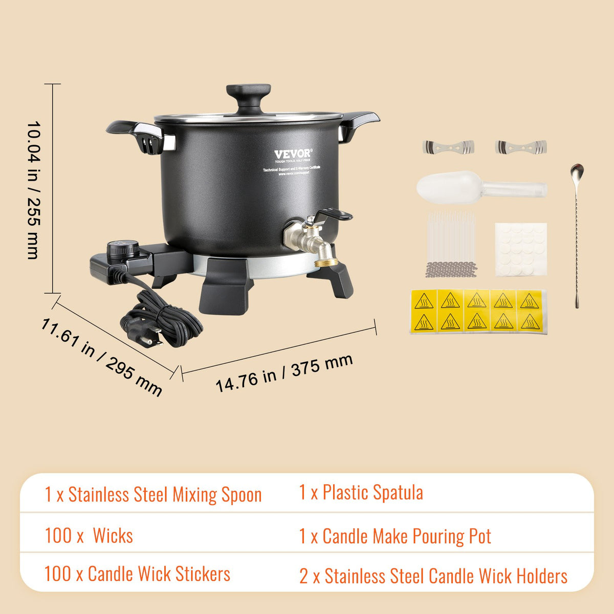 Wax Melter 5L | Electric Wax Melting Pot with Easy Pour Spout | 4-Level Temp Control | For Candle & Soap Making