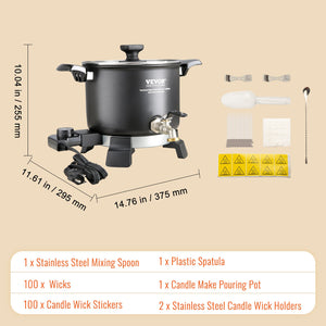 Wax Melter 5L | Electric Wax Melting Pot with Easy Pour Spout | 4-Level Temp Control | For Candle & Soap Making