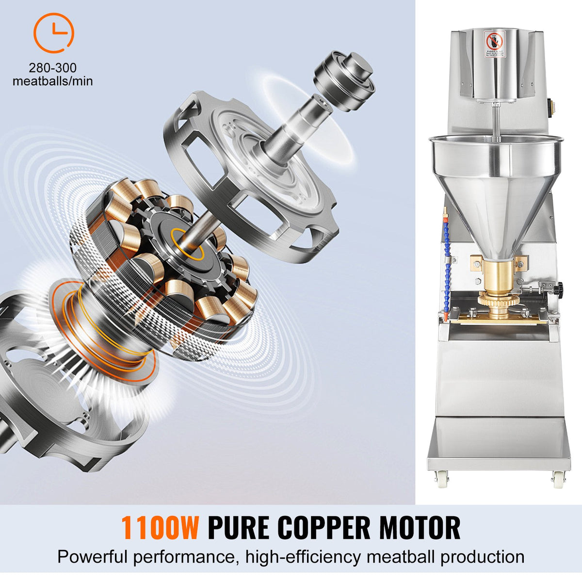 Commercial Meatball Forming Machine 1100W | 280pcs/min | Multiple Size Molds | Stainless Steel