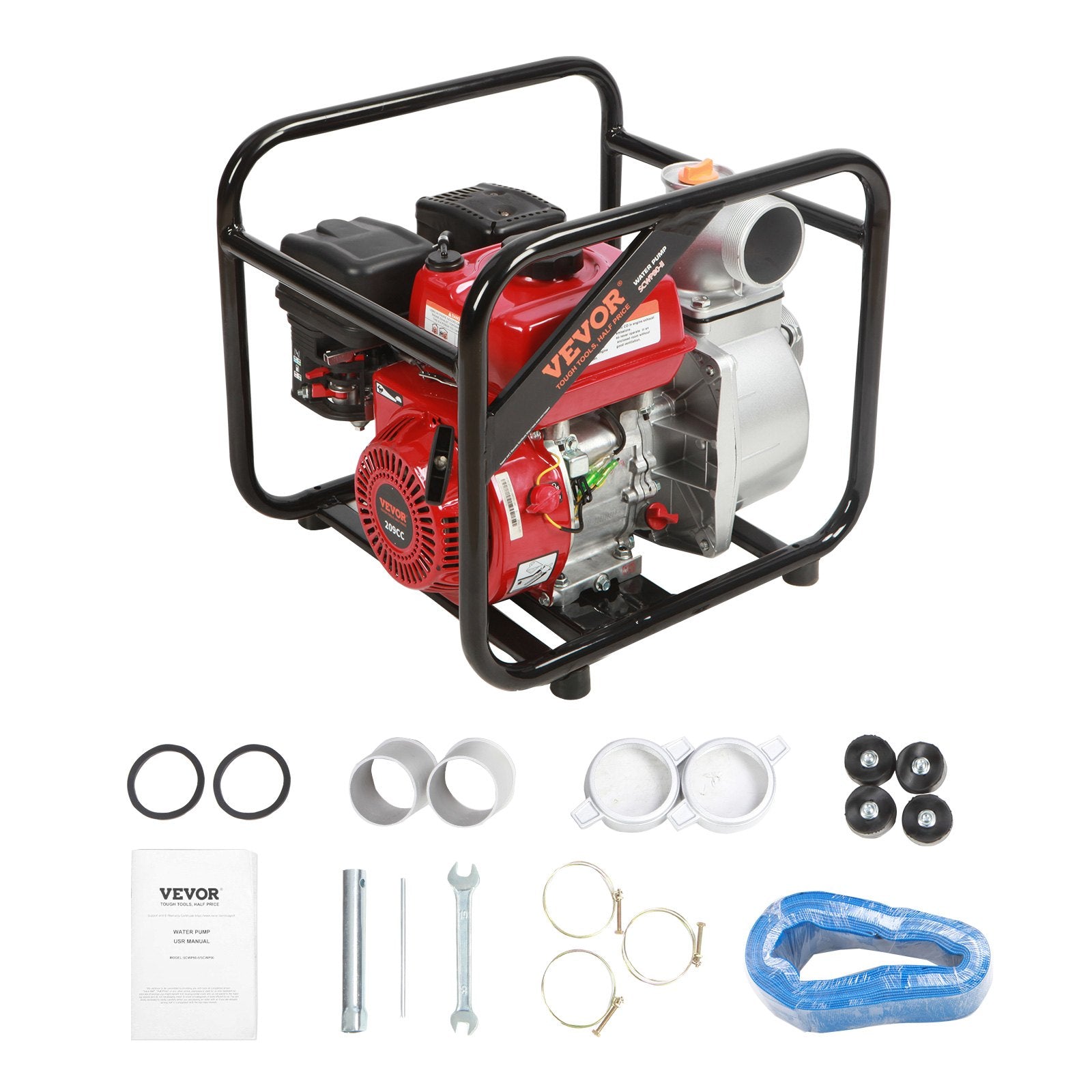 Gasoline Engine Water Pump 80mm | 7HP 265 GPM | 43m Lift | 4-Stroke with Hose Kit | EPA Certified