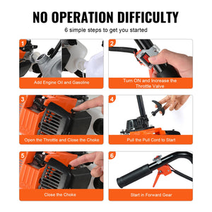 Tiller Cultivator | 38CC 4-Stroke Gas Powered | Front Tines for Garden & Lawn Soil