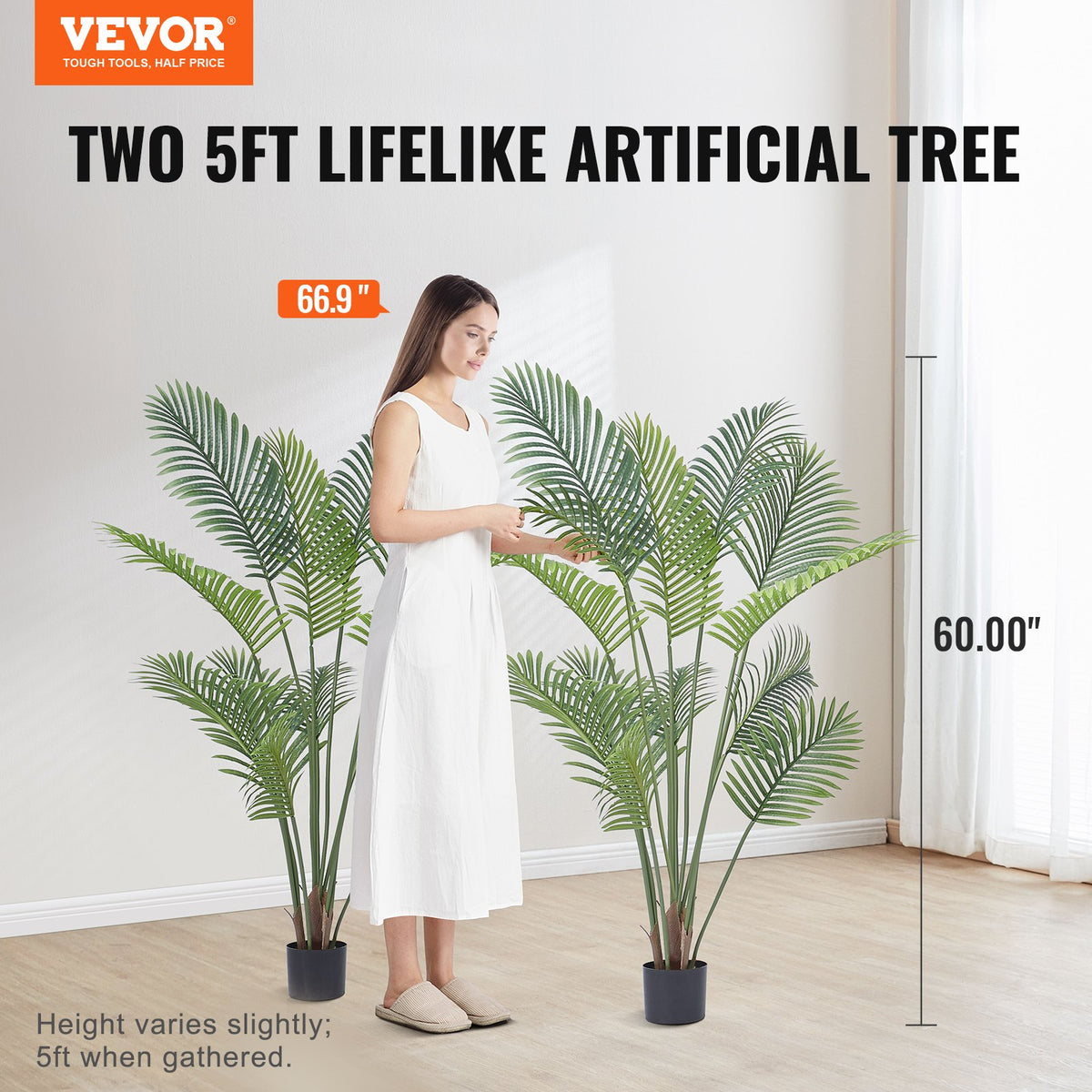 Artificial Palm Tree 1.5m | PE Material | Anti-Tip Base | Realistic Indoor Outdoor Faux Plant for Home & Office