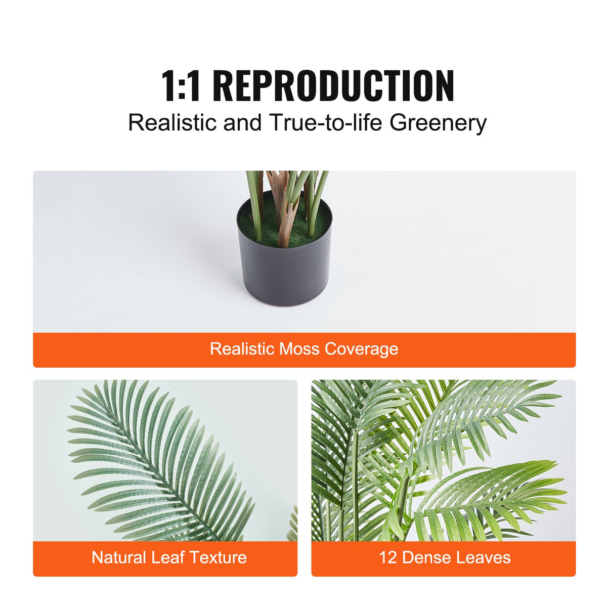 Artificial Palm Tree 1.8m | PE Material | Anti-Tip Base | Realistic Green Indoor Outdoor Faux Plant for Home, Office & Events