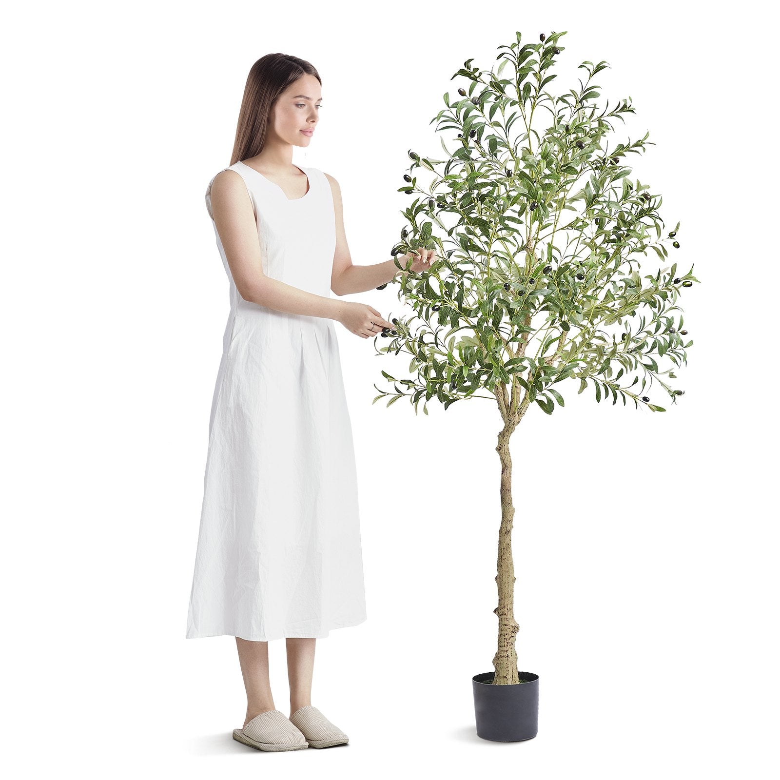 Artificial Olive Tree 15.2cm | Faux Potted Plant | PE Material with Anti-Tip Protection | Indoor/Outdoor Décor