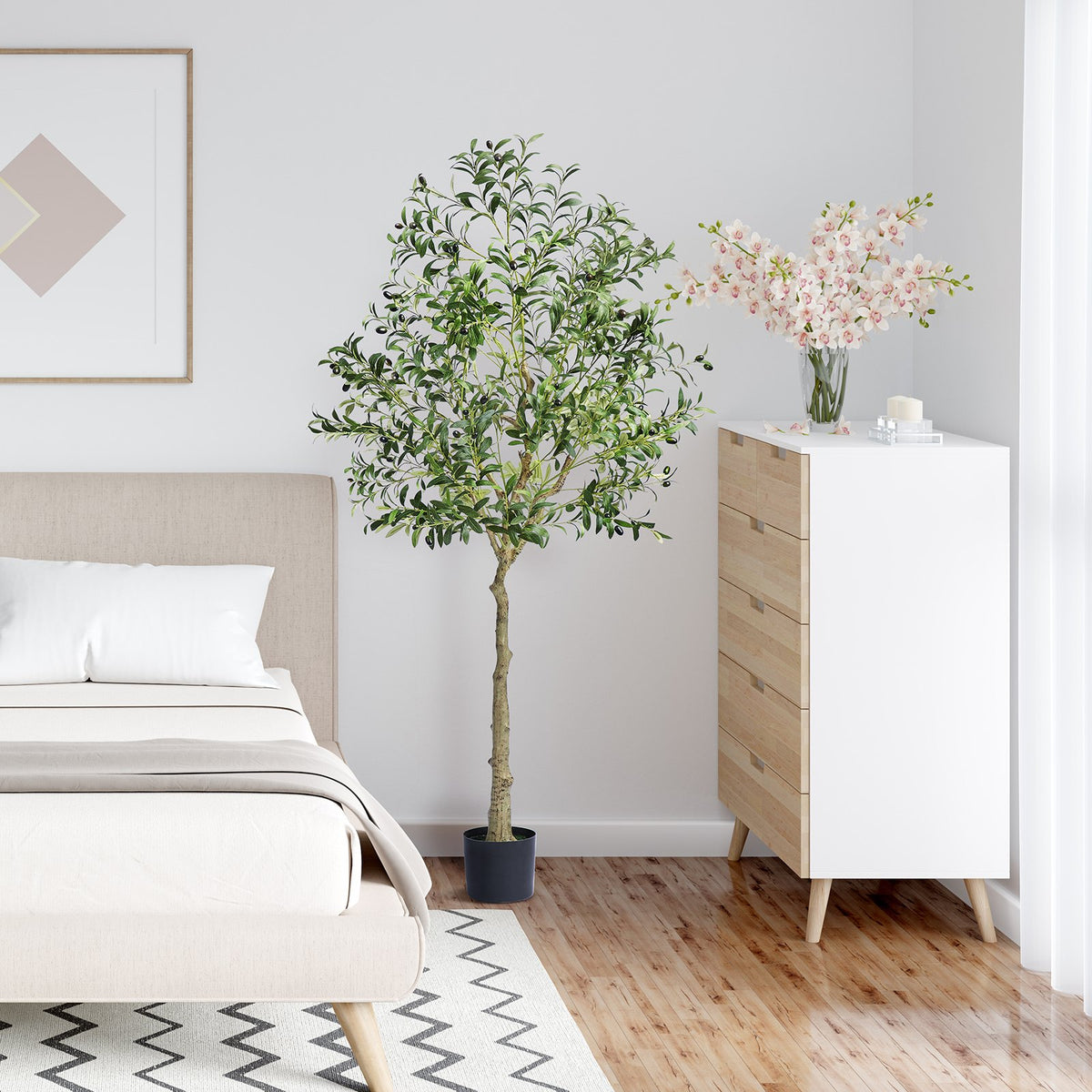 Artificial Olive Tree 15.2cm | Faux Potted Plant | PE Material with Anti-Tip Protection | Indoor/Outdoor Décor