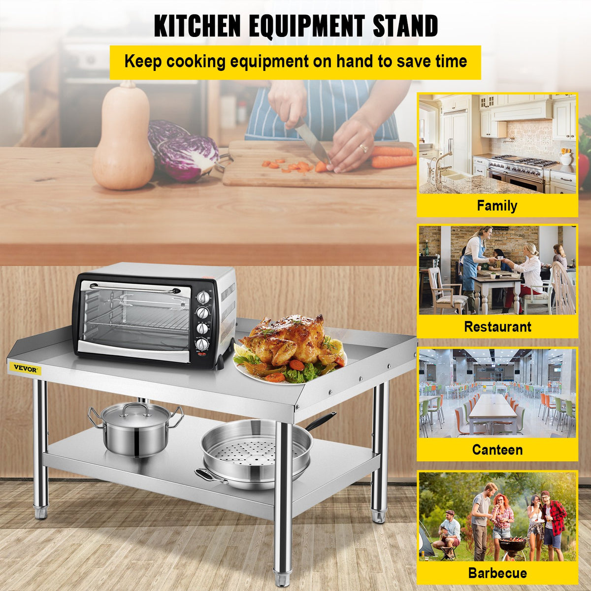 Stainless Steel Equipment Grill Stand 122x76x61cm | Adjustable Undershelf | For Hotel, Restaurant & Home Kitchen