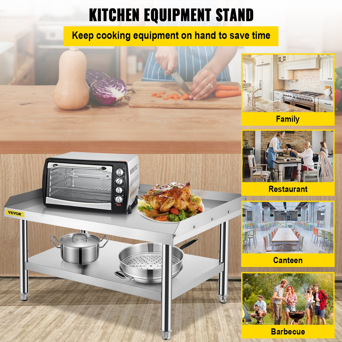 Stainless Steel Equipment Stand | 152x76x61cm Adjustable Undershelf | Grill or Kitchen Prep Table