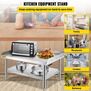 Stainless Steel Equipment Stand | 152x76x61cm Adjustable Undershelf | Grill or Kitchen Prep Table