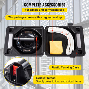 Glass Suction Cup 8 Inch | 220lbs Load Capacity Vacuum Lifter with Plastic Handle | Heavy Duty Glass & Granite Lifter | Free Carry Case