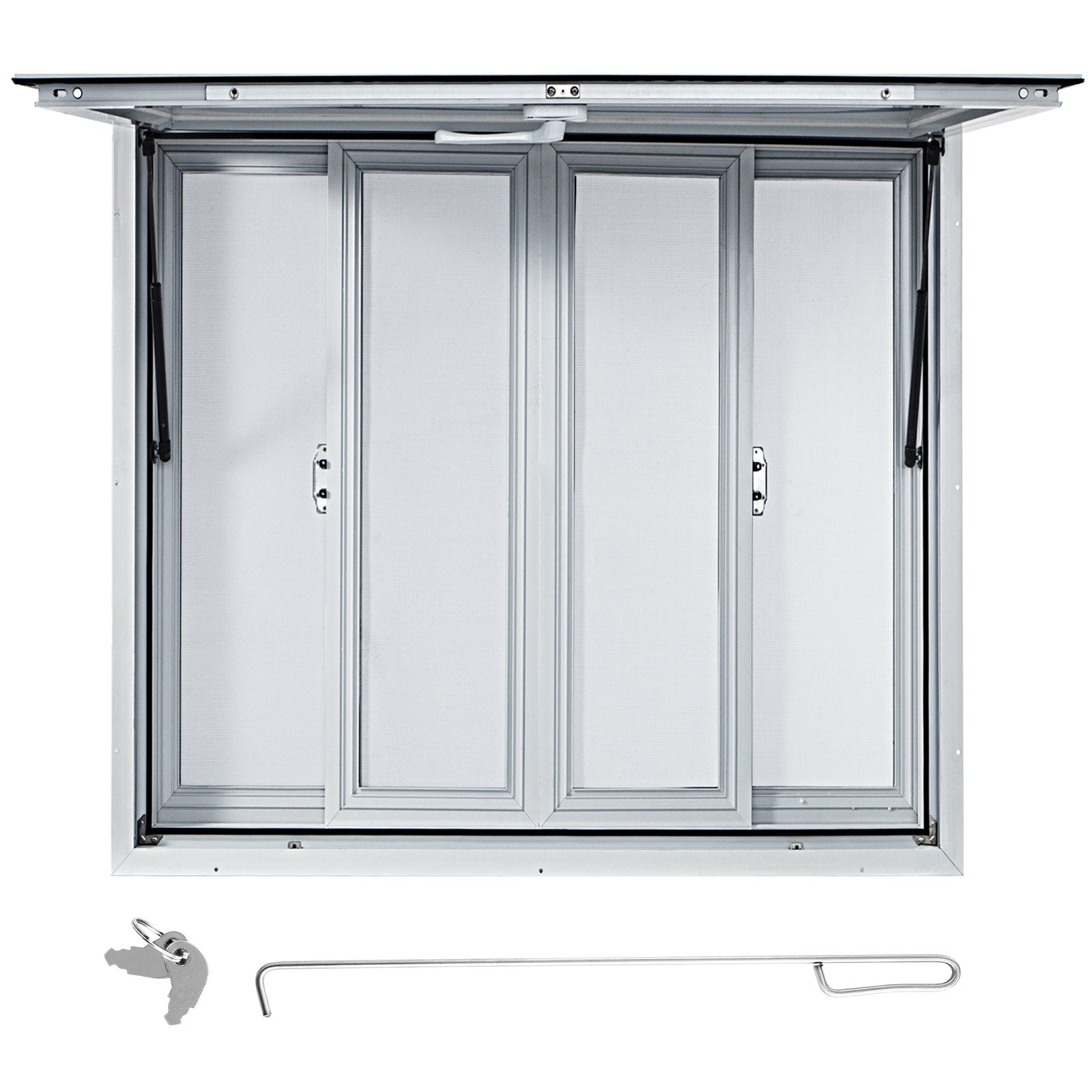 Concession Window 91.4x91.4cm | Aluminium Alloy Serving Hatch with 4 Sliding Screens & Awning Door | For Food Trucks & Trailers