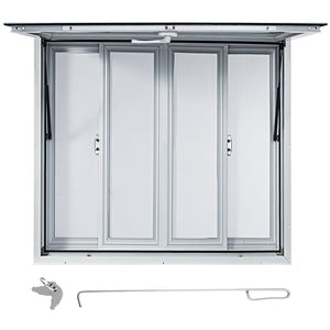 Concession Window 91.4x91.4cm | Aluminium Alloy Serving Hatch with 4 Sliding Screens & Awning Door | For Food Trucks & Trailers