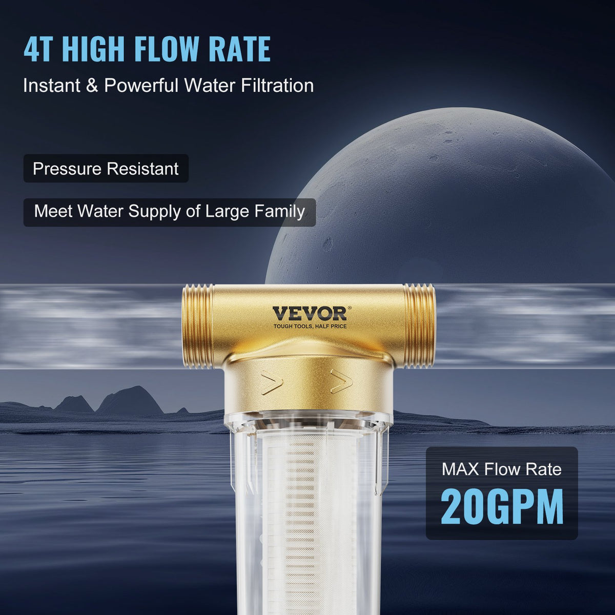 Spin Down Filter 40 + 30 Micron | Whole House Well Water Sediment Filter | 3/4" & 1" Connections