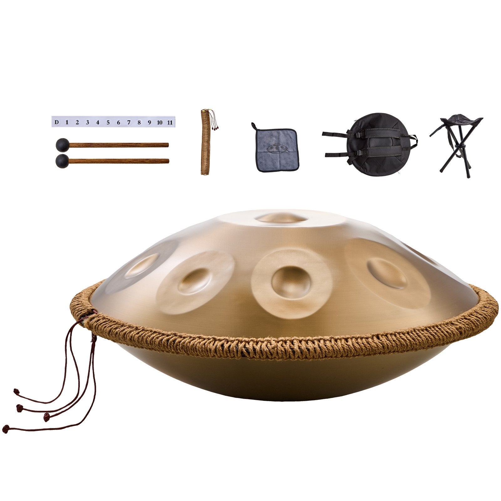 Handpan Drum | 22" 9-Note D Minor Steel Tongue Drum with Mallets