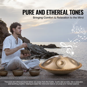 Handpan Drum | 22" 9-Note D Minor Steel Tongue Drum with Mallets