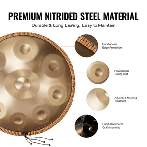 Handpan Drum | 22" 9-Note D Minor Steel Tongue Drum with Mallets