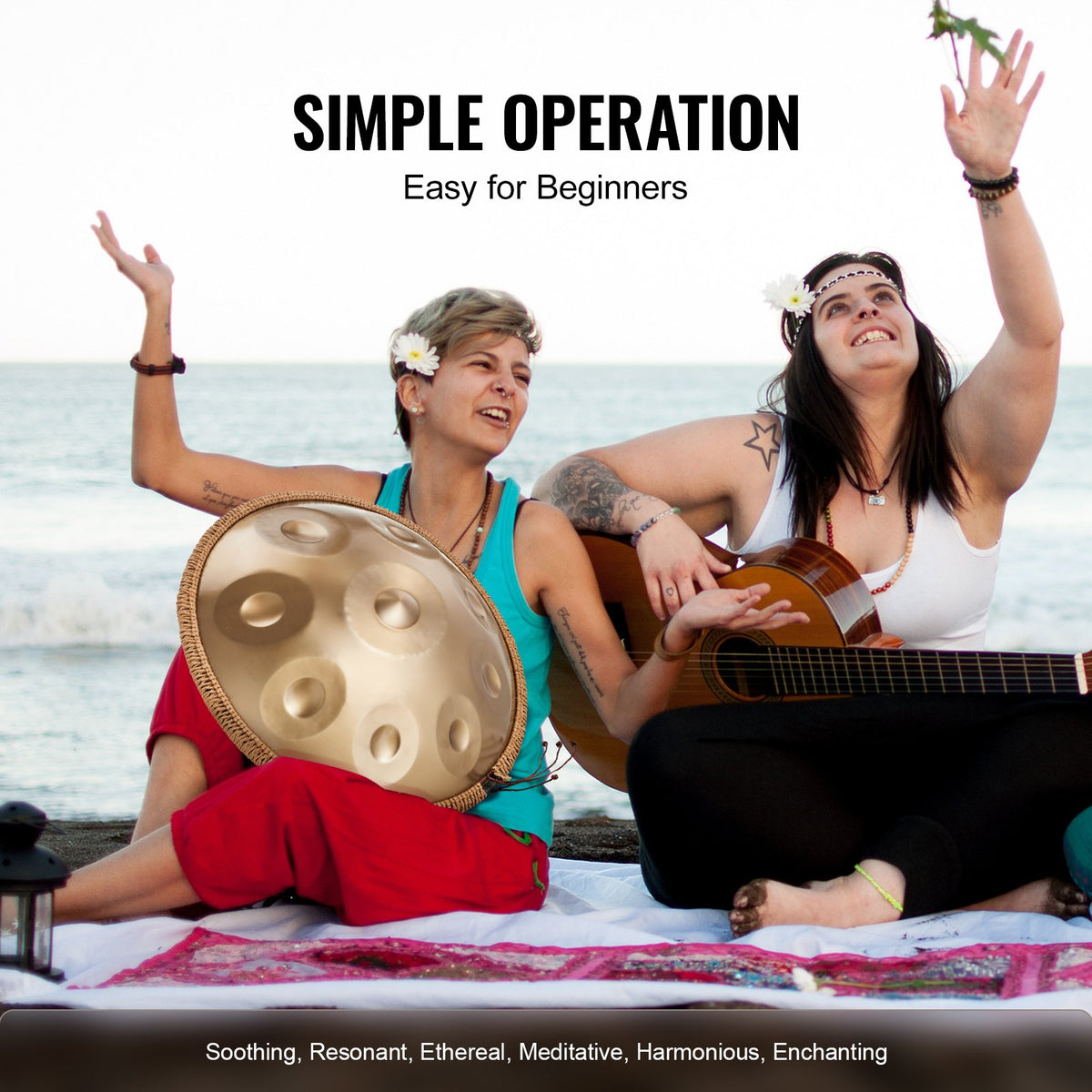Handpan Drum | 22" 9-Note D Minor Steel Tongue Drum with Mallets
