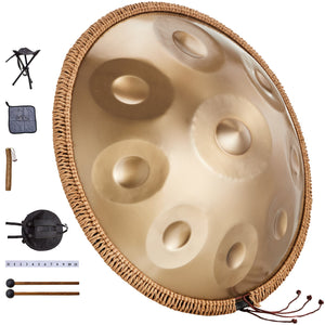 Handpan Drum | 22" 9-Note D Minor Steel Tongue Drum with Mallets