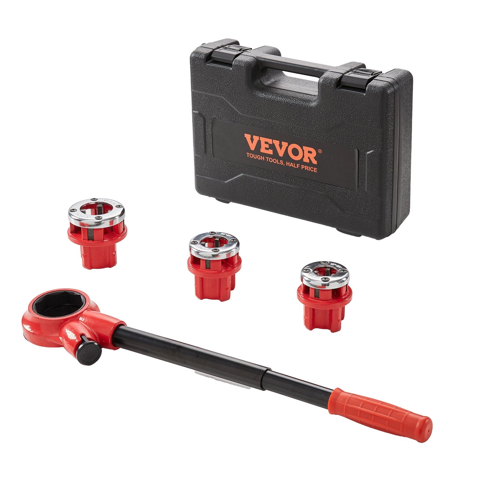 Ratchet Pipe Threader Kit | 1/2", 3/4", 1" NPT Dies | Manual Threading Tool Set with Storage Case | For Galvanised, Aluminium, Iron & Copper Pipes