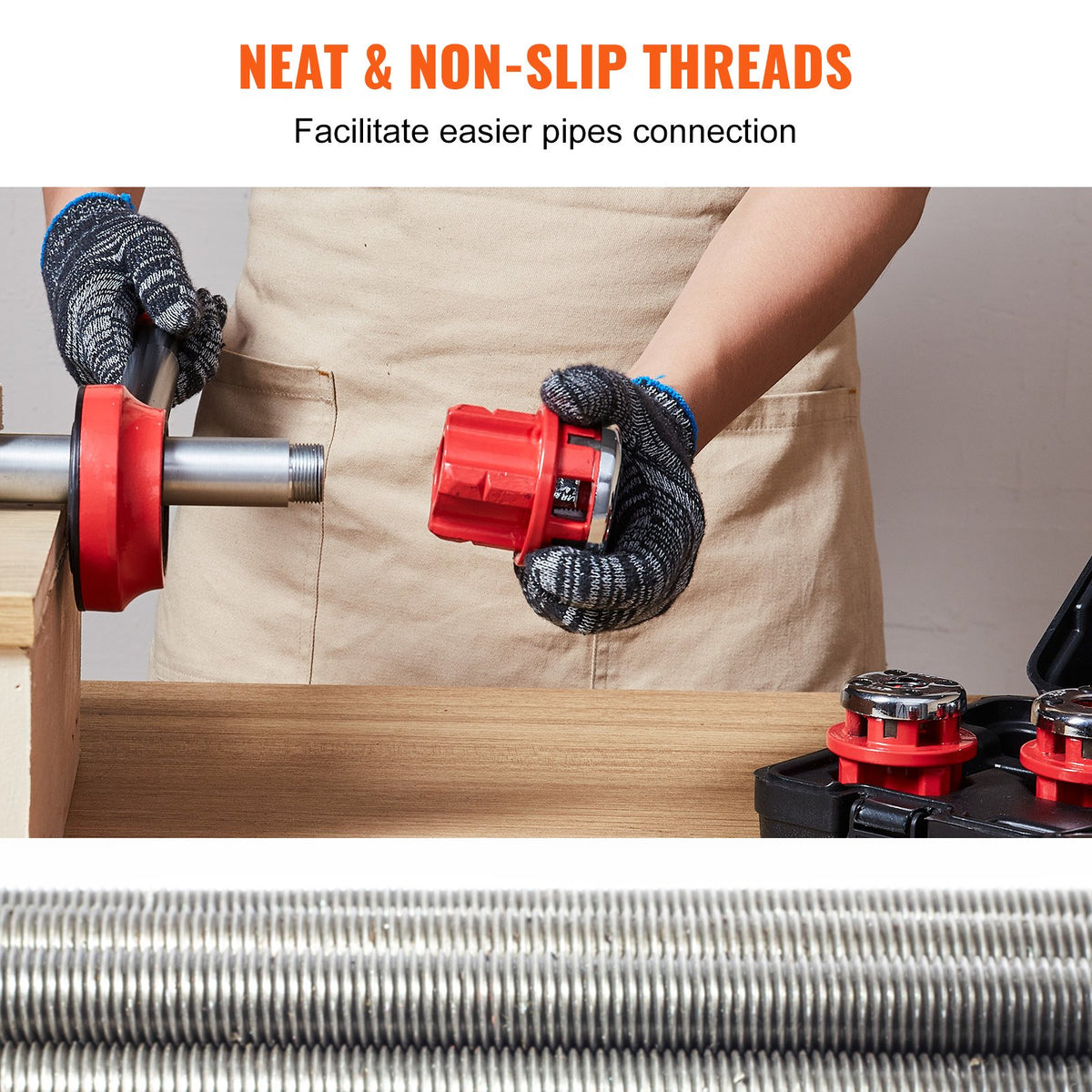 Ratchet Pipe Threader Kit | 1/2", 3/4", 1" NPT Dies | Manual Threading Tool Set with Storage Case | For Galvanised, Aluminium, Iron & Copper Pipes