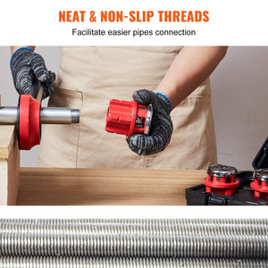 Ratchet Pipe Threader Kit | 1/2", 3/4", 1" NPT Dies | Manual Threading Tool Set with Storage Case | For Galvanised, Aluminium, Iron & Copper Pipes