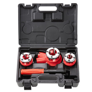 Ratchet Pipe Threader Kit | 1/2", 3/4", 1" NPT Dies | Manual Threading Tool Set with Storage Case | For Galvanised, Aluminium, Iron & Copper Pipes