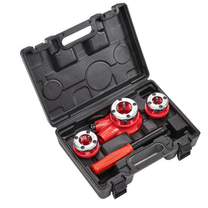 Ratchet Pipe Threader Kit | 1/2", 3/4", 1" NPT Dies | Manual Threading Tool Set with Storage Case | For Galvanised, Aluminium, Iron & Copper Pipes