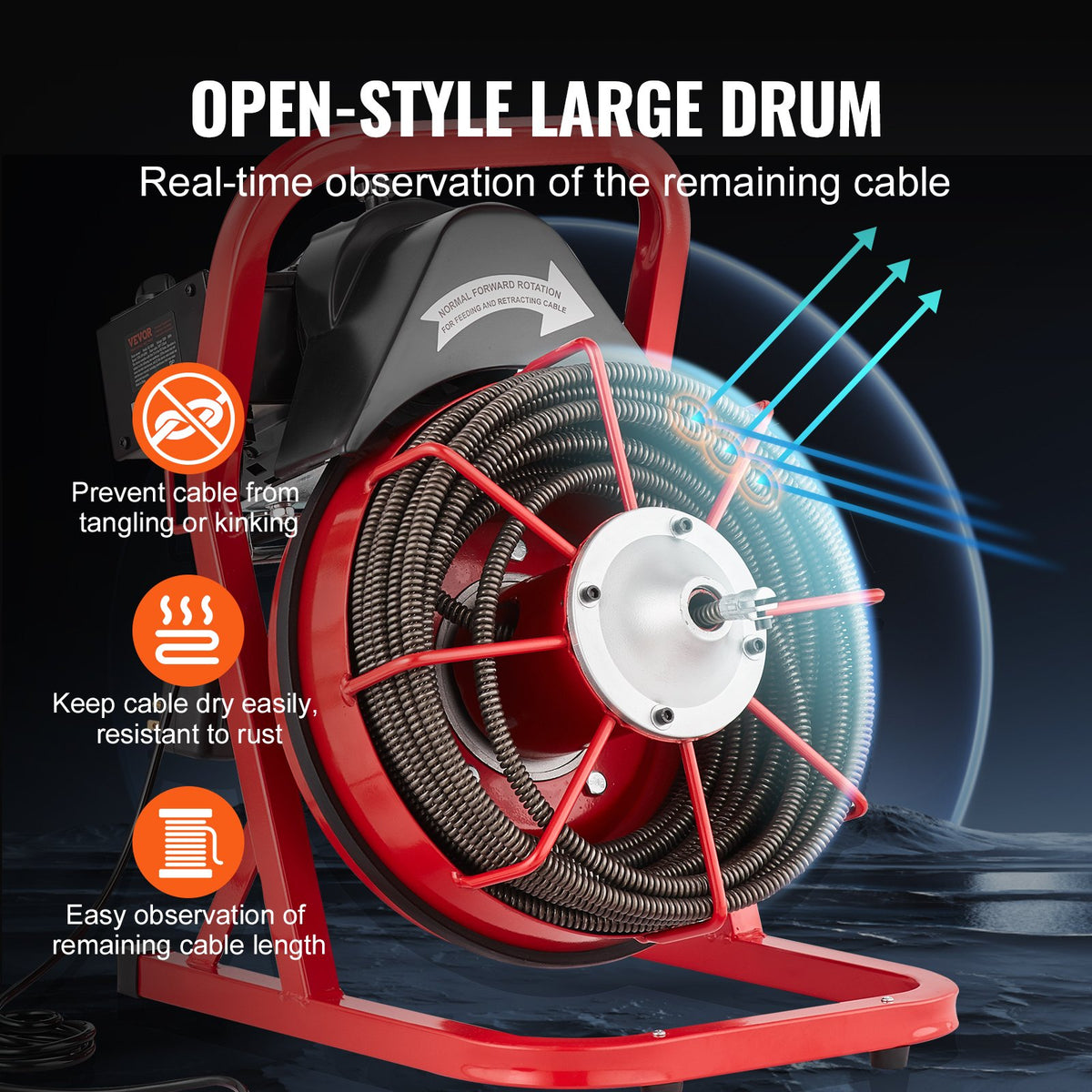 Drain Auger | 75ft x 1/2" Manual Feed Sewer Cleaning Machine