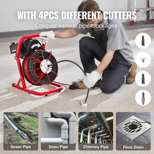 Drain Auger | 75ft x 1/2" Manual Feed Sewer Cleaning Machine