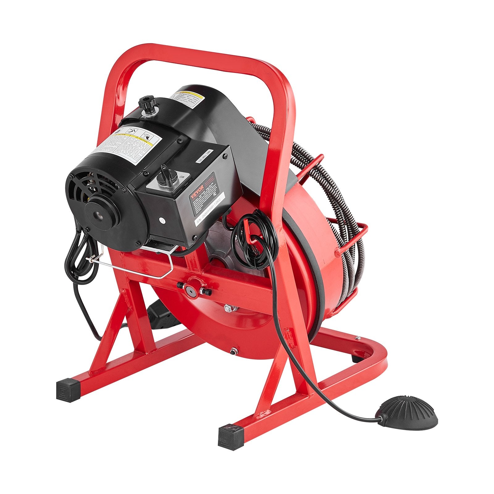 Drain Auger | 50ft x 3/8" Manual Feed Pipe Cleaner with 4 Cutters