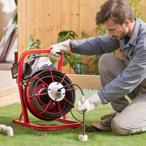 Drain Cleaner Machine | 75ft x 3/8" Manual Feed Auger with 4 Cutters