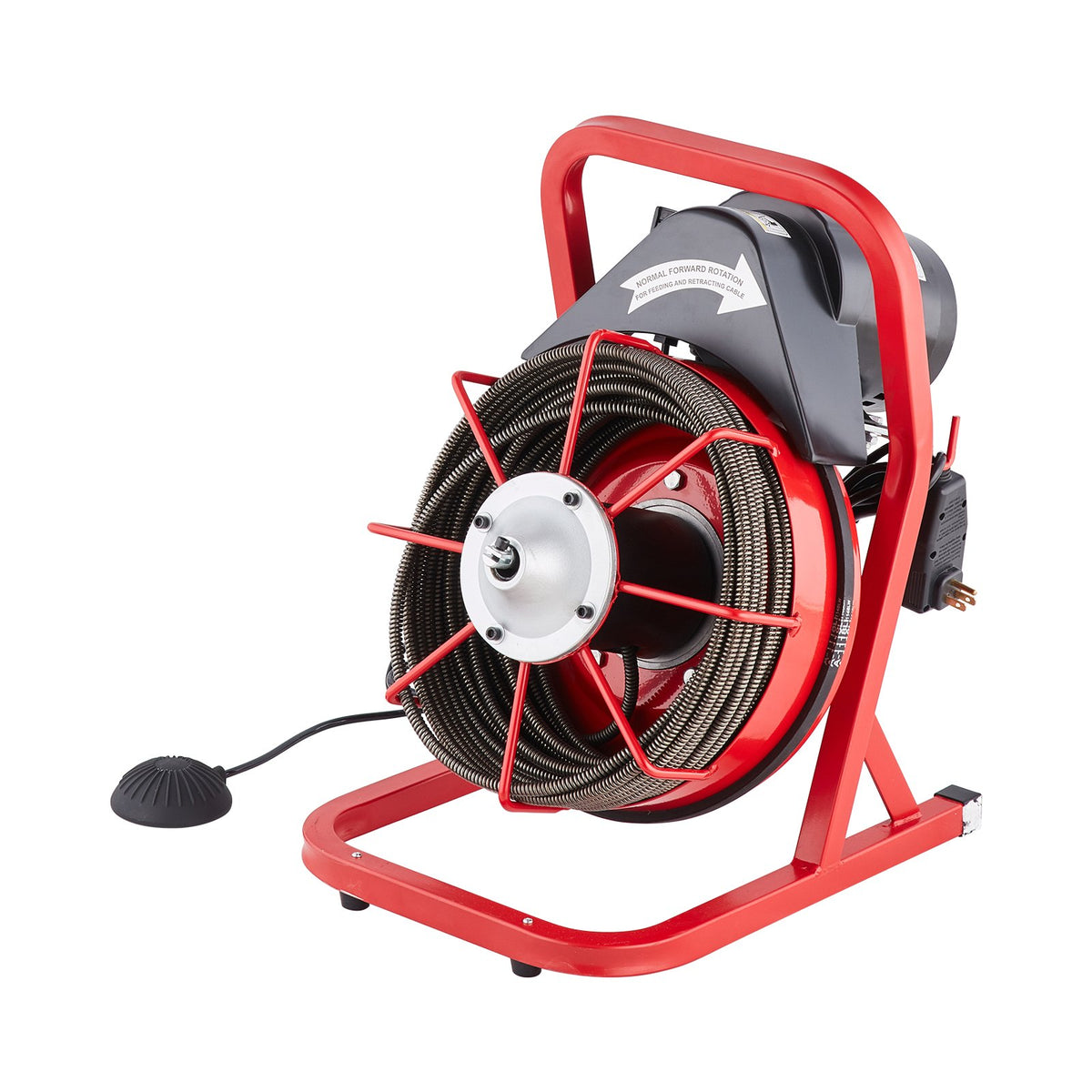 Drain Cleaner Machine | 75ft x 3/8" Manual Feed Auger with 4 Cutters