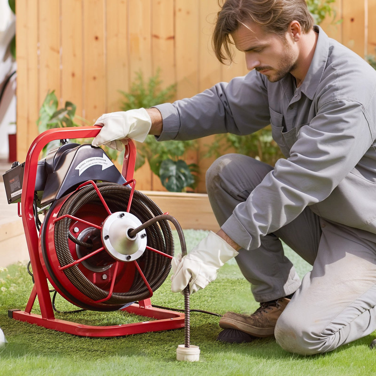 Drain Auger | 50ft x 1/2" Manual Drain Cleaner with 4 Cutters | Pipe & Sewer Cleaning Tool