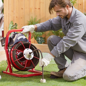 Drain Auger | 50ft x 1/2" Manual Drain Cleaner with 4 Cutters | Pipe & Sewer Cleaning Tool