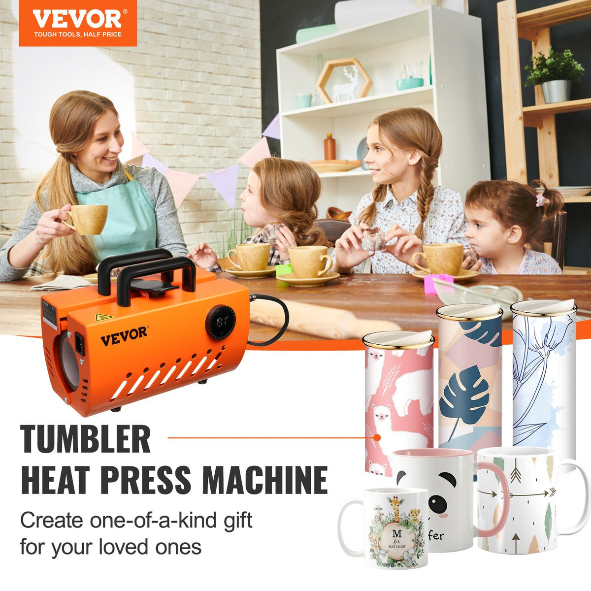 Mug Heat Press 30oz | Sublimation Tumbler & Mug Press | Fits 11oz-30oz Cups | Includes Gloves & Tape