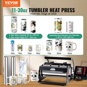Tumbler Heat Press | 11-30oz Mug Press Sublimation Machine | Black