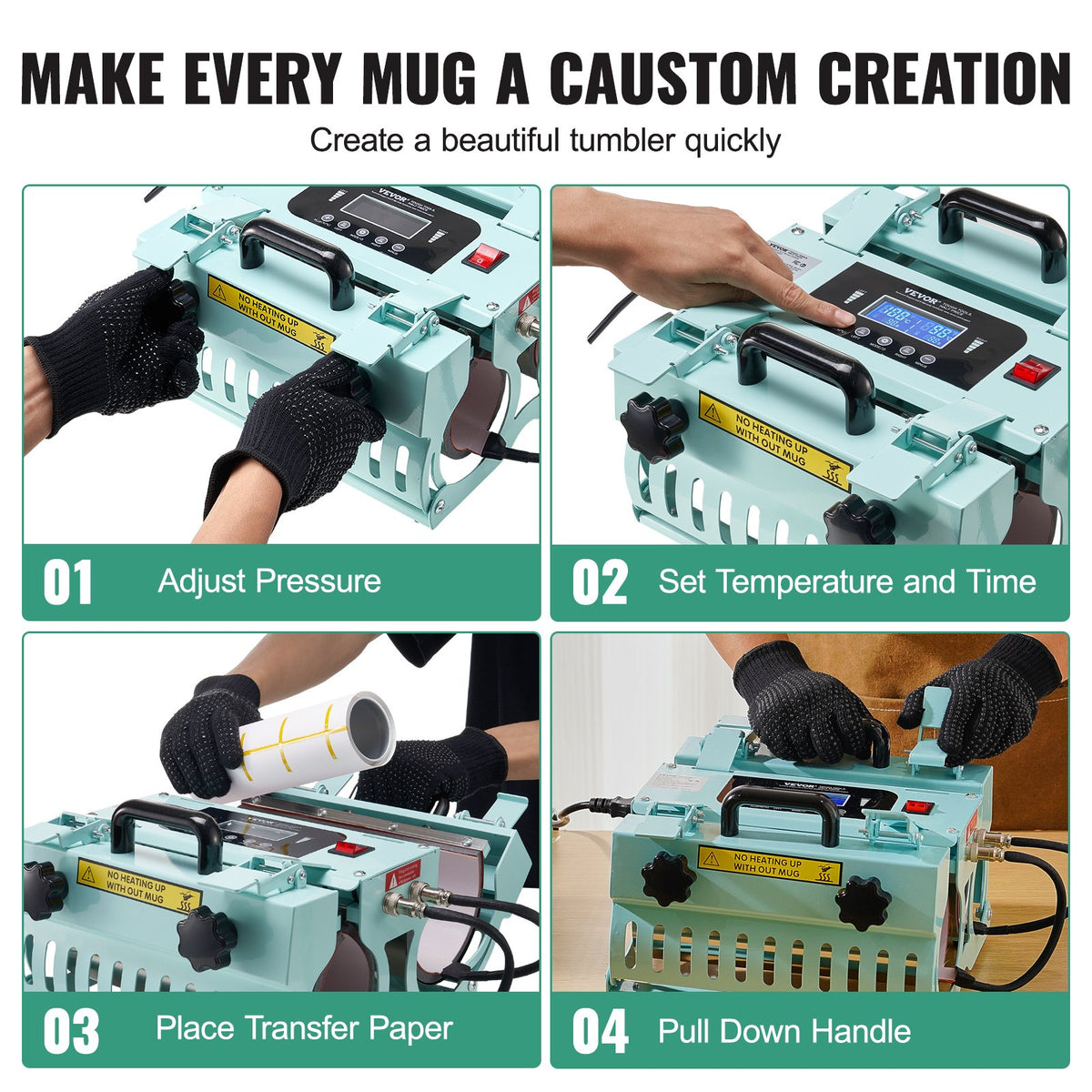 Tumbler Heat Press | Dual-Station Mug Press for 11–30oz Cups