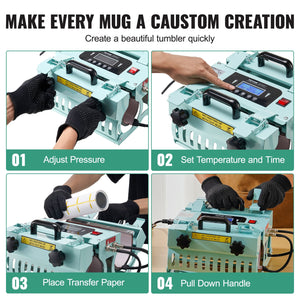 Tumbler Heat Press | Dual-Station Mug Press for 11–30oz Cups
