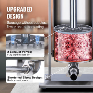 Manual Sausage Stuffer 15L | Vertical Sausage Making Machine | 304 Stainless Steel | For Home & Commercial Use