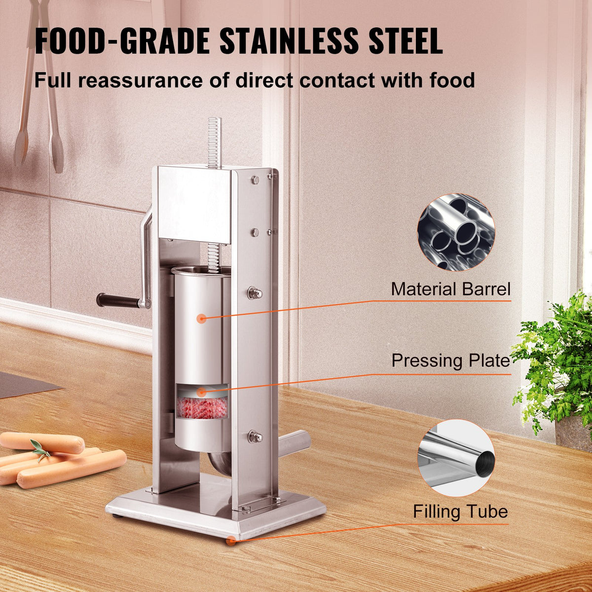 Sausage Stuffer 8lbs/5L | Stainless Steel Meat Maker