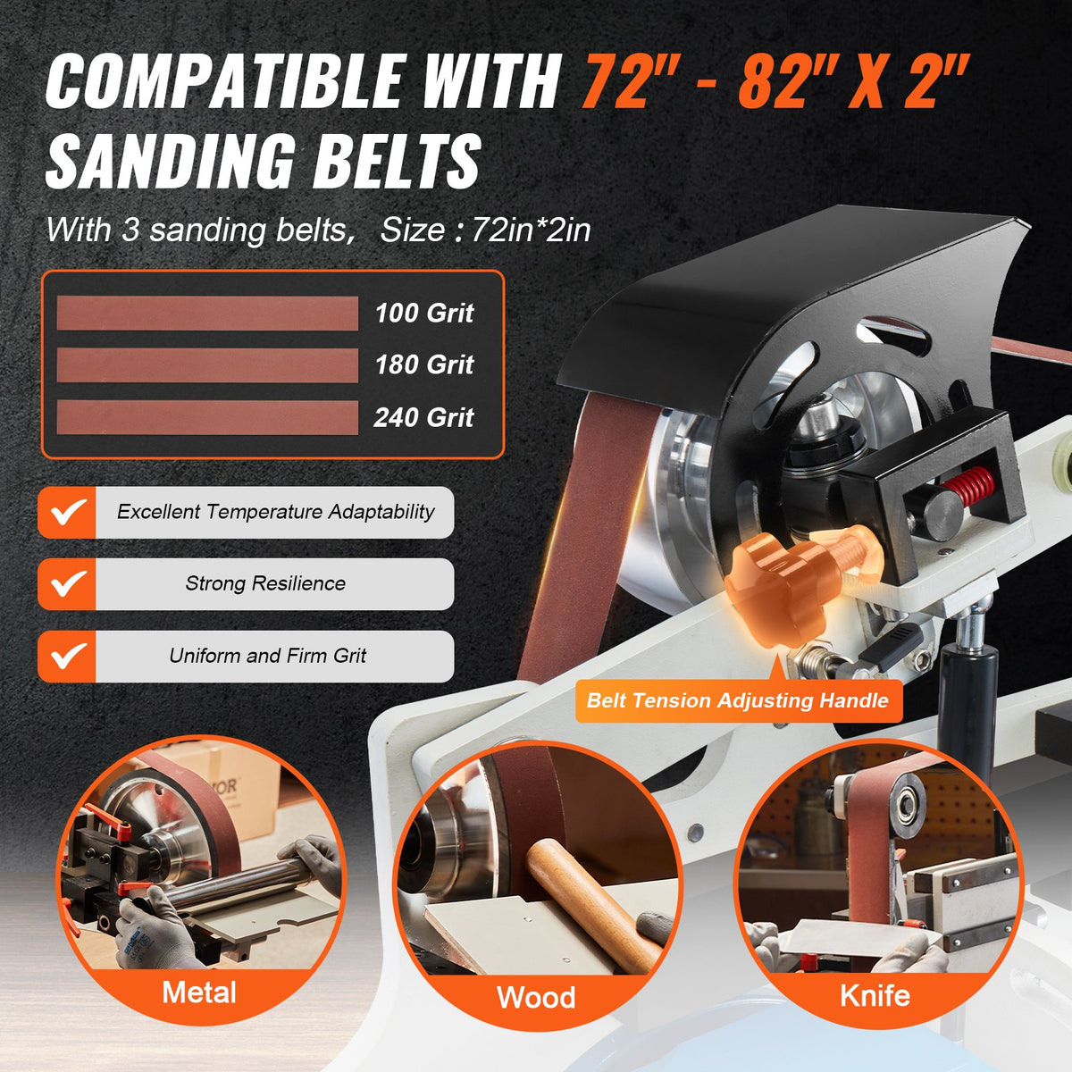 Belt Grinder Sander | 72x2" Polisher with VFD & 3 Grinding Moulds