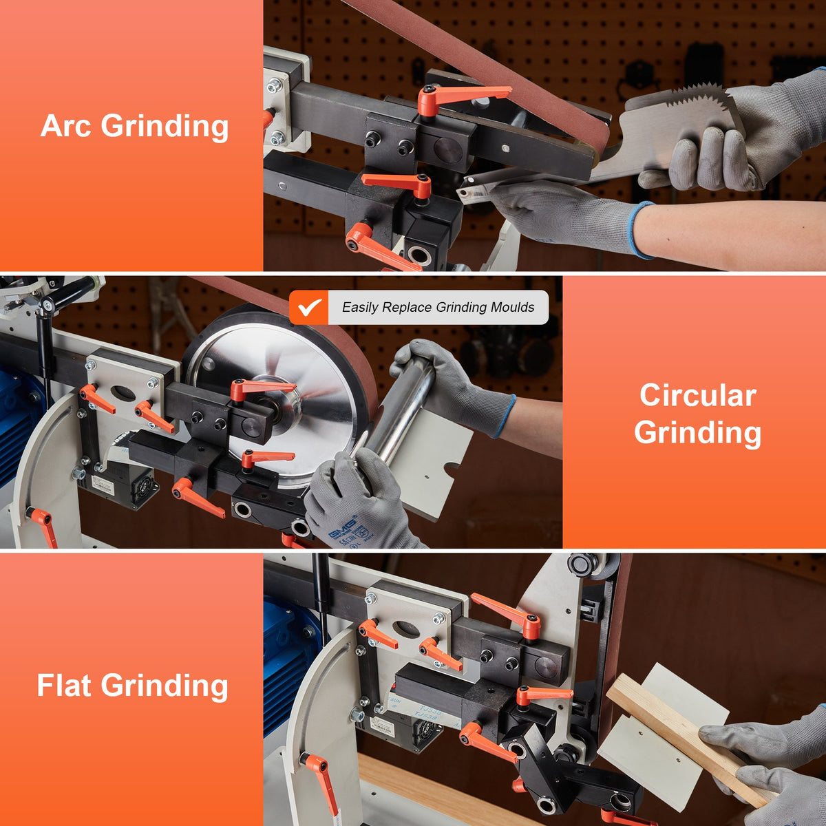 Belt Grinder Sander | 72x2" Polisher with VFD & 3 Grinding Moulds