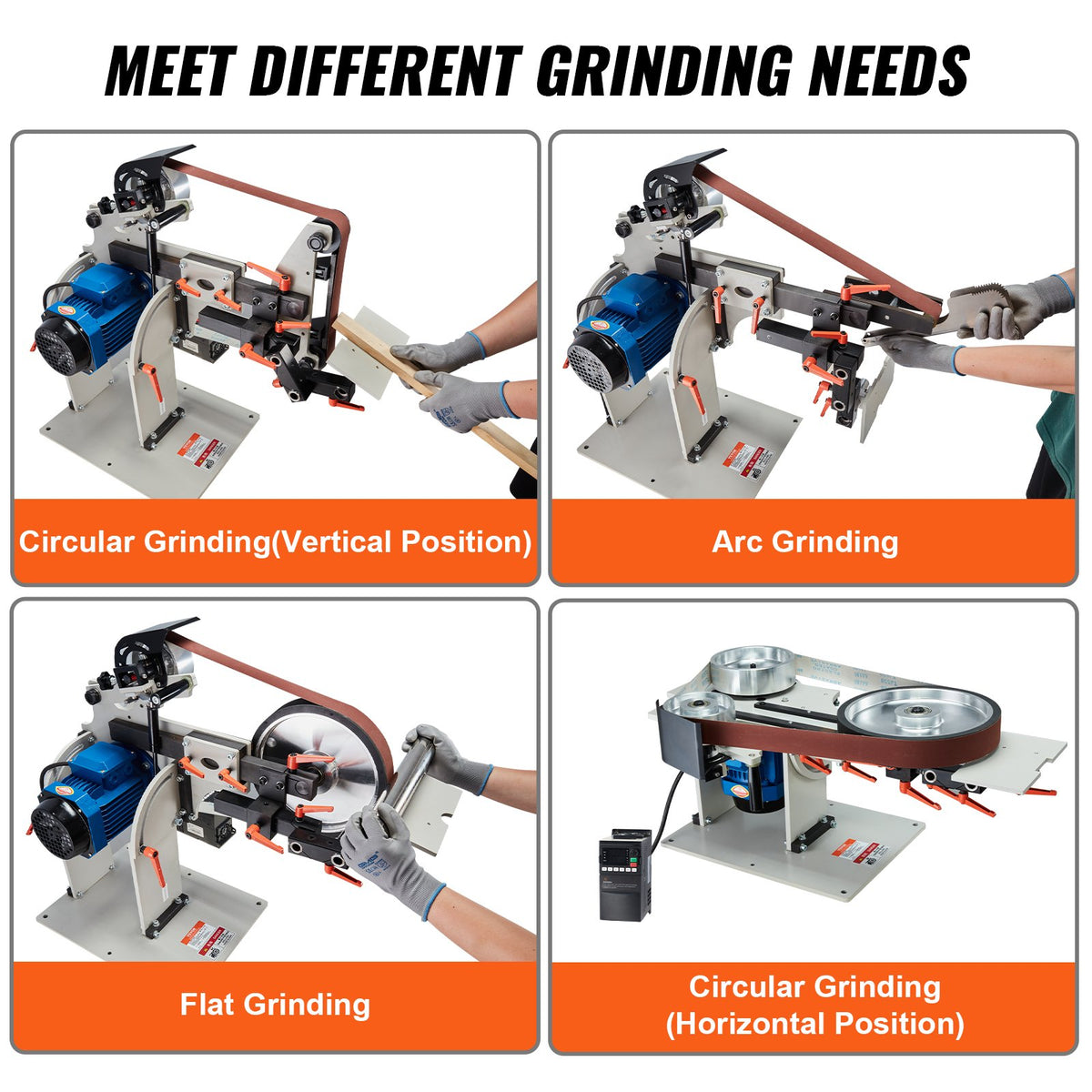 Belt Grinder Sander | 72x2" Polisher with VFD & 3 Grinding Moulds