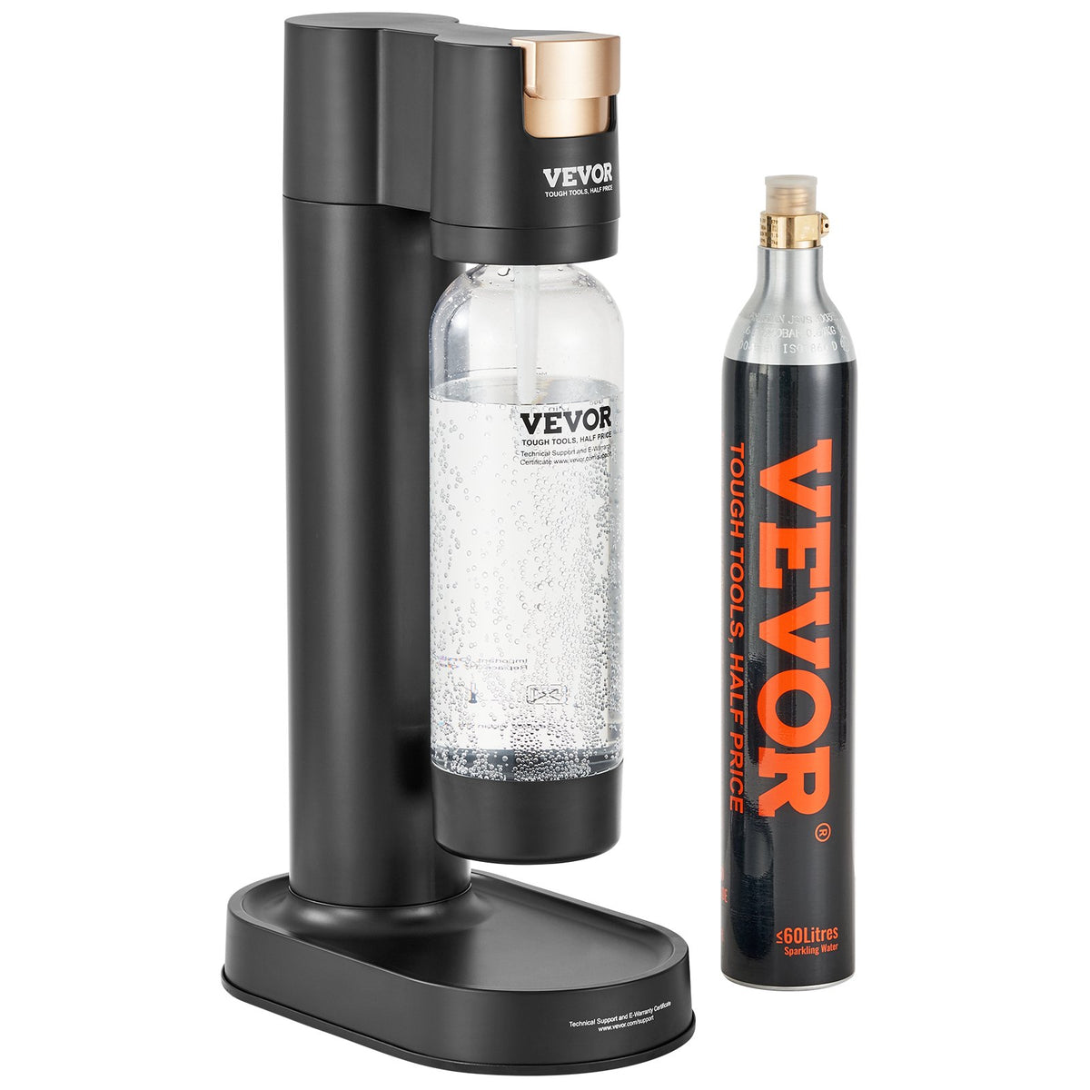 Sparkling Water Maker Kit | Home Soda Carbonator with 1L Bottle & CO2 Cylinder | Fits Standard 60L Screw-In Cylinders