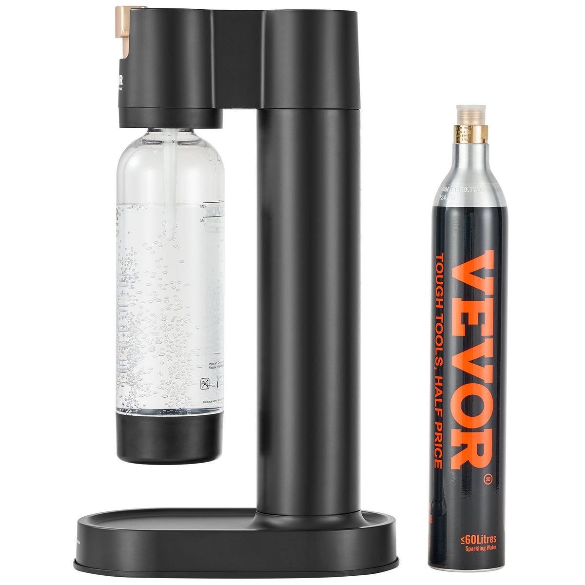 Sparkling Water Maker Kit | Home Soda Carbonator with 1L Bottle & CO2 Cylinder | Fits Standard 60L Screw-In Cylinders