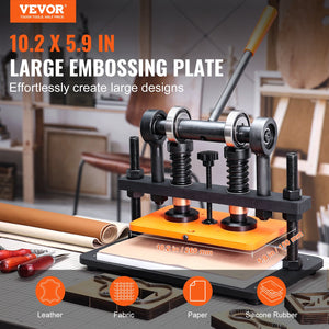 Leather Cutting Machine 10.2"x5.9" | Manual Embossing Plate Die Cutter | Dual Guide Shafts for Leather, Paper & Craft Materials