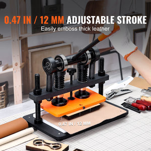Leather Cutting Machine 10.2"x5.9" | Manual Embossing Plate Die Cutter | Dual Guide Shafts for Leather, Paper & Craft Materials