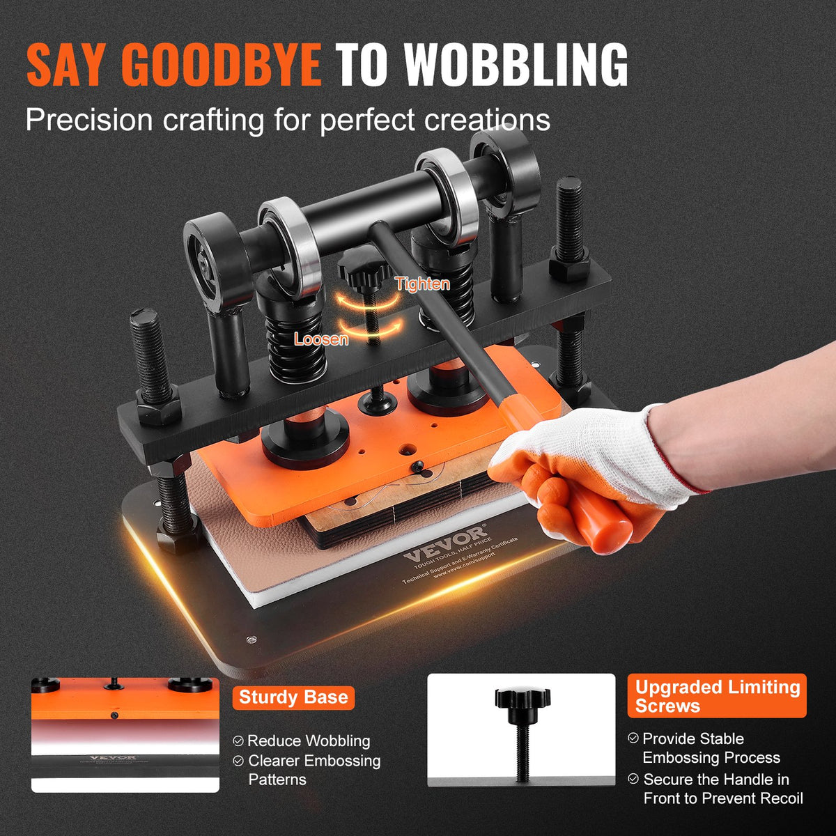 Leather Cutting Machine 10.2"x4.7" | Manual Die Cutter with Dual Guide Shafts | For Leather & Craft Materials