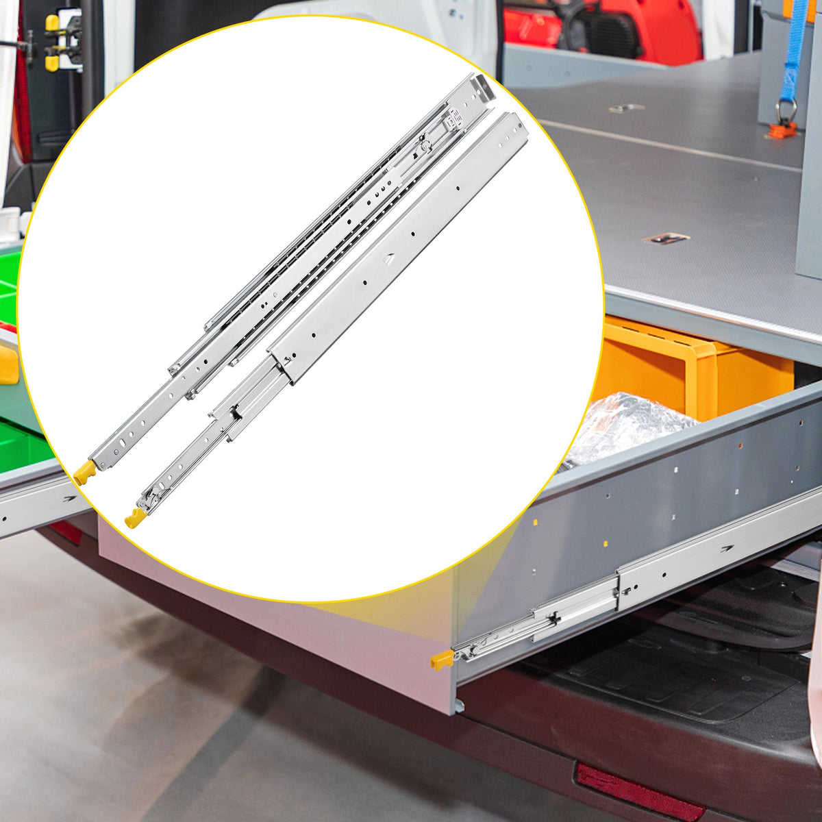 Drawer Slides with Lock 60" | Heavy Duty 500 lbs Capacity | Full Extension Ball Bearing