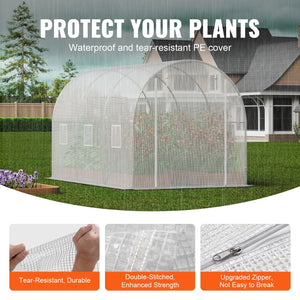 Walk-in Greenhouse | 9.6x6.4x6.2 ft PE Cover with Galvanized Frame