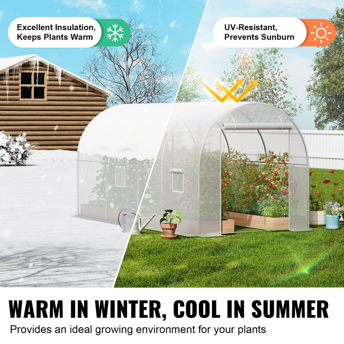 Walk-in Greenhouse | 9.6x6.4x6.2 ft PE Cover with Galvanized Frame